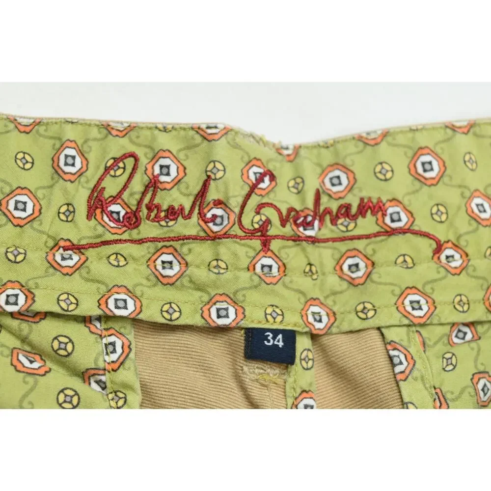 Robert Graham Chino Shorts Mens 34 Beige Khaki Flip-Cuff Cotton 10